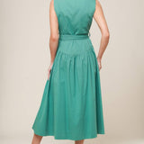 WISHING WELL TEAL GREEN WOVEN MIDI DRESS