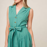 WISHING WELL TEAL GREEN WOVEN MIDI DRESS
