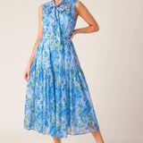 EVER AFTER POWER BLUE WOVEN MIDI DRESS