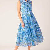 EVER AFTER POWER BLUE WOVEN MIDI DRESS
