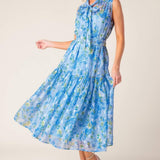 EVER AFTER POWER BLUE WOVEN MIDI DRESS