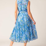 EVER AFTER POWER BLUE WOVEN MIDI DRESS