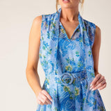 EVER AFTER POWER BLUE WOVEN MIDI DRESS