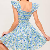 FAIRFAX GERANIUM WOVEN MINI DRESS