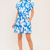 CITRUS CRUSH BLUE WOVEN MINI DRESS