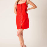 CHASING JOY RED WOVEN MINI DRESS