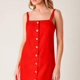 CHASING JOY RED WOVEN MINI DRESS