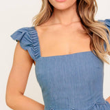 DRIFTWOOD PETAL CHAMBRAY MIDI DRESS