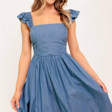 DRIFTWOOD PETAL CHAMBRAY MIDI DRESS
