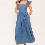 DRIFTWOOD PETAL CHAMBRAY MIDI DRESS
