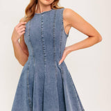 CAUGHT IN A MOMENT DENIM MINI DRESS