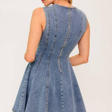 CAUGHT IN A MOMENT DENIM MINI DRESS