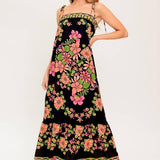 SUMMER GLOW BLACK WOVEN MAXI DRESS