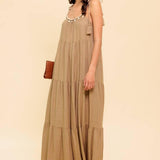 WORLD OF POSSIBLILITIES TAUPE WOVEN MAXI DRESS