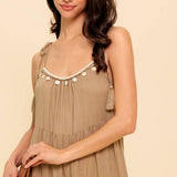 WORLD OF POSSIBLILITIES TAUPE WOVEN MAXI DRESS