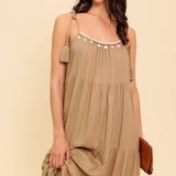 WORLD OF POSSIBLILITIES TAUPE WOVEN MAXI DRESS