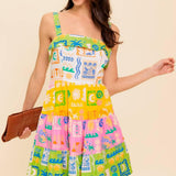 OUT OF OFFICE GREEN WOVEN MINI DRESS