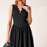 FOR THE RECORD BLACK WOVEN MIDI DRESS