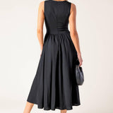 FOR THE RECORD BLACK WOVEN MIDI DRESS