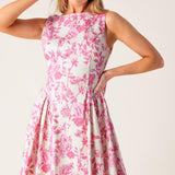 ADVENTURE ISLAND PINK WOVEN MINI DRESS