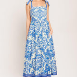 AZURE SCROLL WOVEN MIDI DRESS