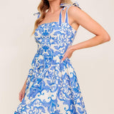 FLORENCE DAYS FLORAL BLUE WOVEN MINI DRESS