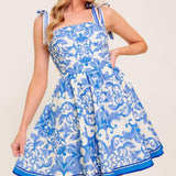FLORENCE DAYS FLORAL BLUE WOVEN MINI DRESS
