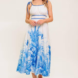 GARDEN BREEZE BLUE WOVEN MIDI DRESS