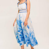 GARDEN BREEZE BLUE WOVEN MIDI DRESS