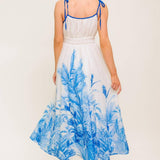 GARDEN BREEZE BLUE WOVEN MIDI DRESS