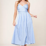 SUMMER INVITE PASTEL BLUE WOVEN MIDI DRESS
