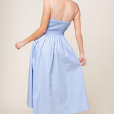 SUMMER INVITE PASTEL BLUE WOVEN MIDI DRESS