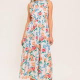 WHISPERING FLORA WOVEN MIDI DRESS