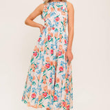 WHISPERING FLORA WOVEN MIDI DRESS