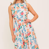 WHISPERING FLORA WOVEN MIDI DRESS