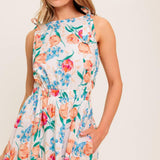 WHISPERING FLORA WOVEN MIDI DRESS