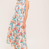 WHISPERING FLORA WOVEN MIDI DRESS