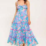 SOFT BLOOM BLUE WOVEN MIDI DRESS