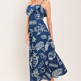 COASTAL SKETCH WOVEN MIDI DRESS