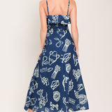 COASTAL SKETCH WOVEN MIDI DRESS