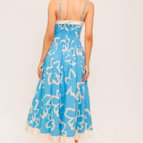 SERENE PETALS BLUE WOVEN MIDI DRESS