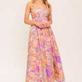 BREEZE SONG PINK WOVEN MIDI DRESS
