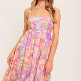 BREEZE SONG PINK WOVEN MIDI DRESS