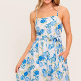 ROSY MOOD FLORAL WOVEN MIDI DRESS