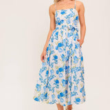 ROSY MOOD FLORAL WOVEN MIDI DRESS