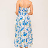 ROSY MOOD FLORAL WOVEN MIDI DRESS