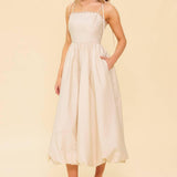 REGAL CUTIE CREAM WOVEN MIDI DRESS