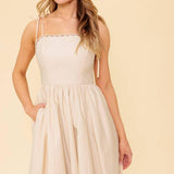 REGAL CUTIE CREAM WOVEN MIDI DRESS