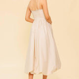 REGAL CUTIE CREAM WOVEN MIDI DRESS