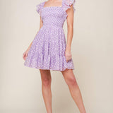 PLAYFULLY POSH LAVENDER WOVEN MINI DRESS